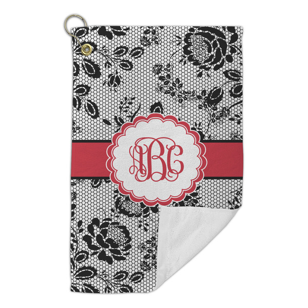 Black Lace Microfiber Golf Towels Small - FRONT FOLDED