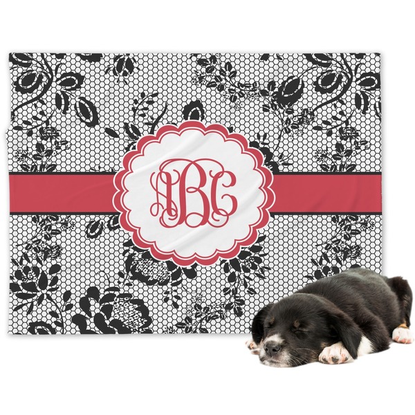 Custom Black Lace Dog Blanket - Large (Personalized)