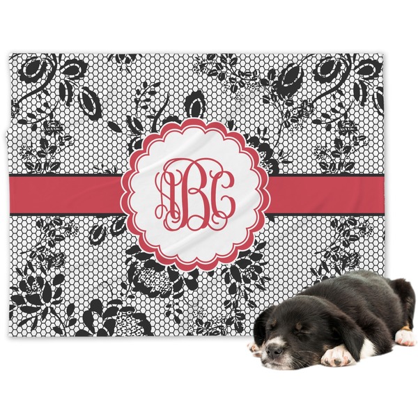 Custom Black Lace Dog Blanket - Regular (Personalized)