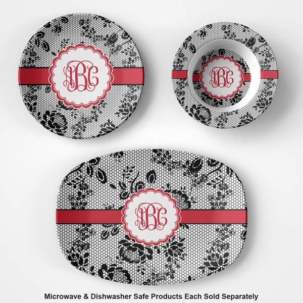 Black Lace Microwave & Dishwasher Safe CP Plastic Dishware - Group