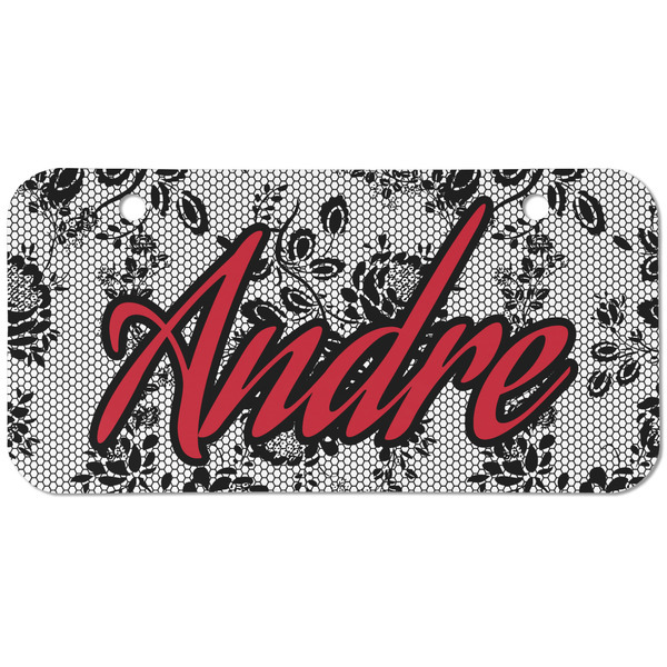 Custom Black Lace Mini/Bicycle License Plate (2 Holes) (Personalized)