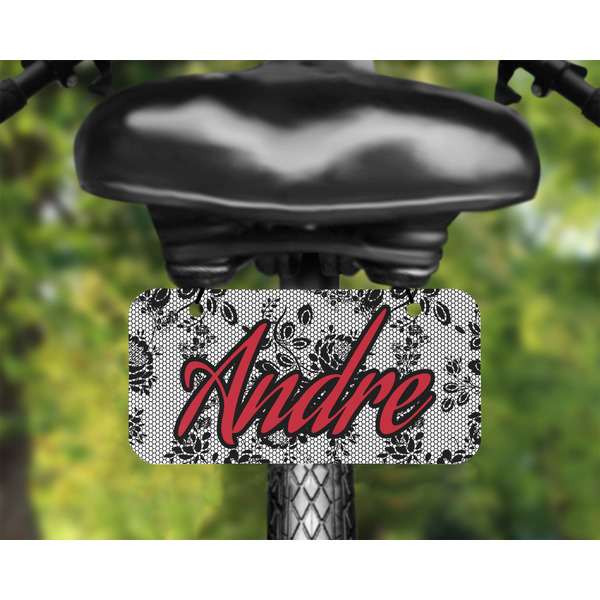 Black Lace Mini License Plate on Bicycle - LIFESTYLE Two holes