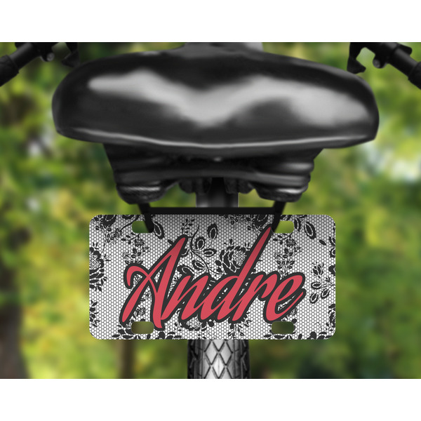 Black Lace Mini License Plate on Bicycle
