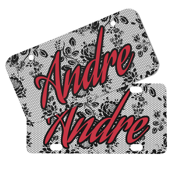 Black Lace Mini License Plates - MAIN (4 and 2 Holes)