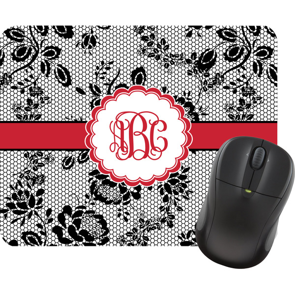 Custom Black Lace Rectangular Mouse Pad (Personalized)