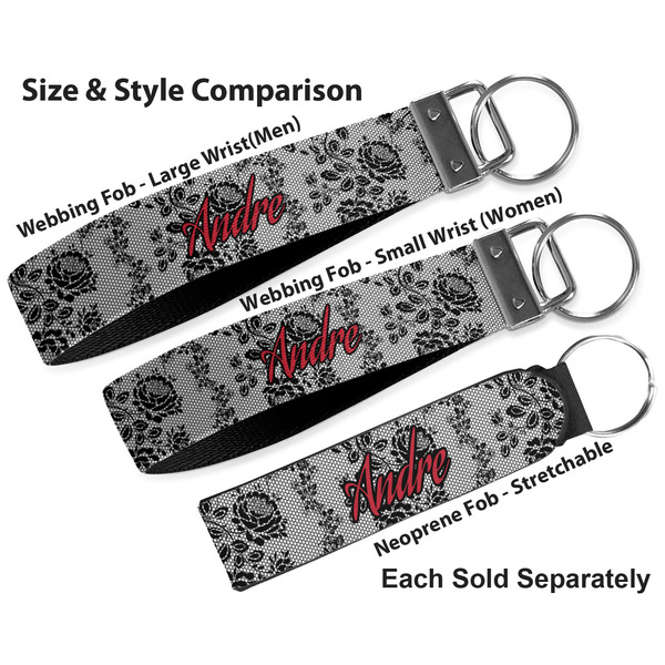 Black Lace Multiple Key Ring comparison sizes
