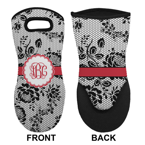 Black Lace Neoprene Oven Mitt (Front & Back)