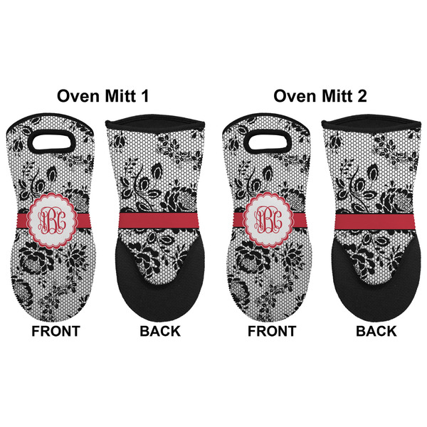 Black Lace Neoprene Oven Mitt - Set of 2 - Approval