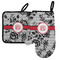 Black Lace Left Oven Mitt & Pot Holder Set w/ Monogram