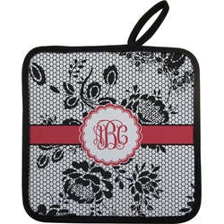 Black Lace Pot Holder w/ Monogram