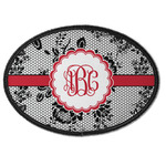 Black Lace Iron On Oval Patch w/ Monogram
