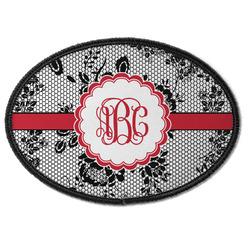 Black Lace Iron On Oval Patch w/ Monogram