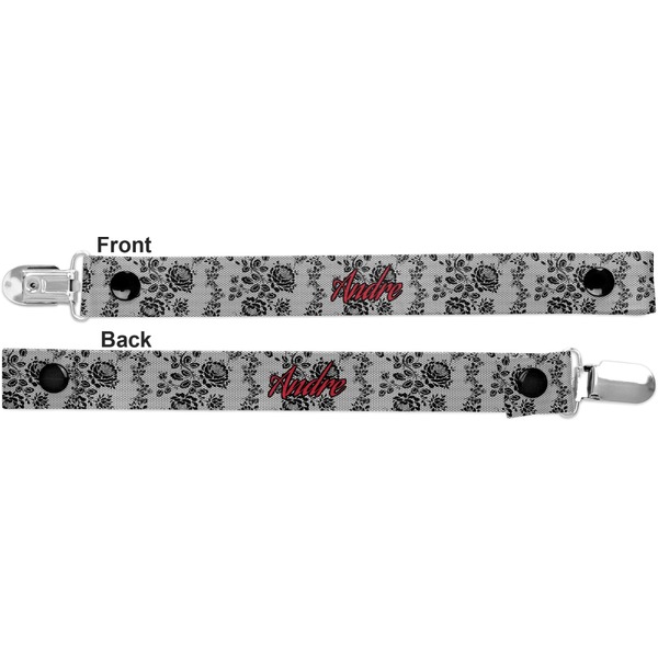 Black Lace Pacifier Clip - Front and Back