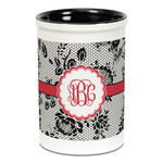 Black Lace Ceramic Pencil Holders - Black