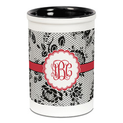 Black Lace Ceramic Pencil Holders - Black