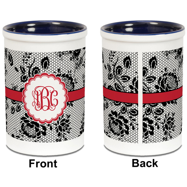 Black Lace Pencil Holder - Blue - approval