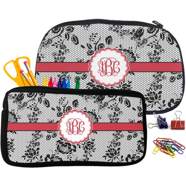Black Lace Pencil / School Supplies Bags Small and Medium