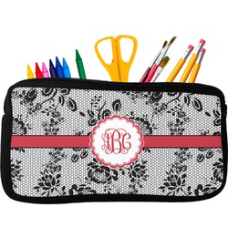 Black Lace Neoprene Pencil Case (Personalized)