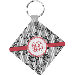 Black Lace Diamond Plastic Keychain w/ Monogram