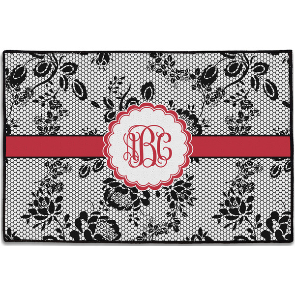 Custom Black Lace Door Mat - 36"x24" (Personalized)