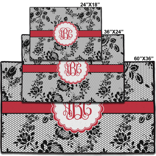 Black Lace Personalized Door Mat - Group Parent IMF