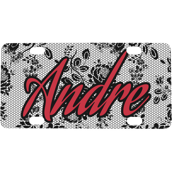 Custom Black Lace Mini / Bicycle License Plate (4 Holes) (Personalized)