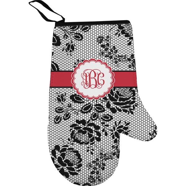 Custom Black Lace Right Oven Mitt (Personalized)