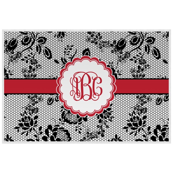 Custom Black Lace Laminated Placemat w/ Monogram