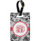 Black Lace Plastic Luggage Tag - Rectangular w/ Monogram