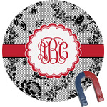 Black Lace Round Fridge Magnet (Personalized)