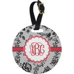 Black Lace Plastic Luggage Tag - Round (Personalized)