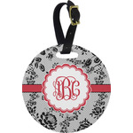 Black Lace Plastic Luggage Tag - Round (Personalized)