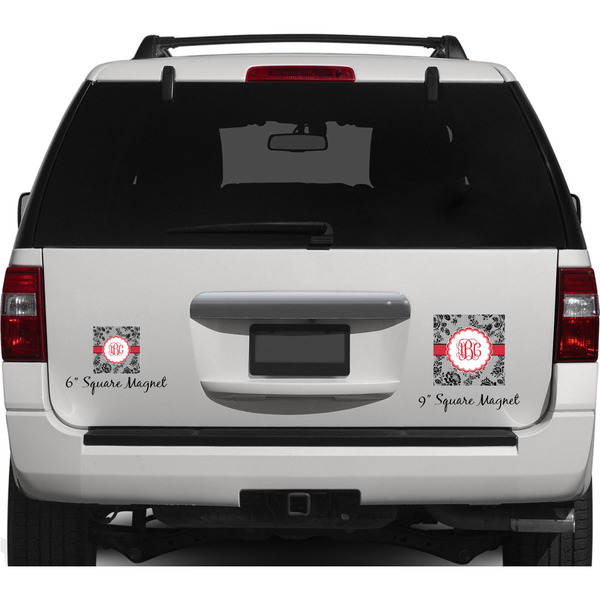 Black Lace Personalized Square Car Magnets on Ford Explorer