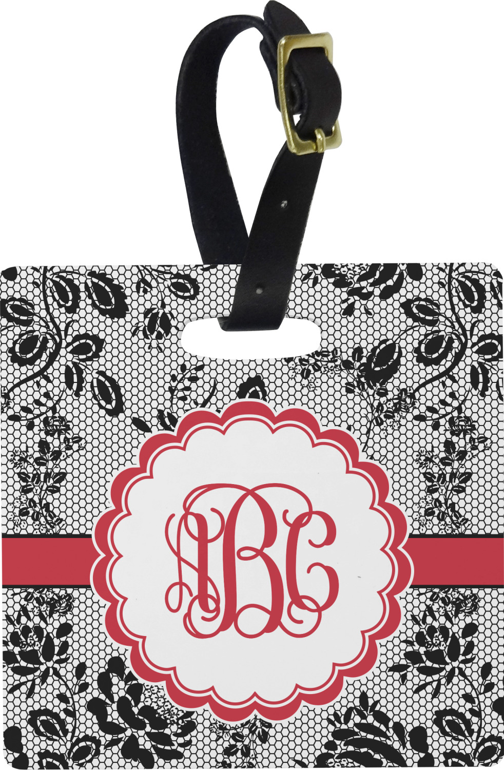 Custom Black Lace Plastic Luggage Tag (Personalized) YouCustomizeIt