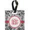 Black Lace Plastic Luggage Tag - Square w/ Monogram