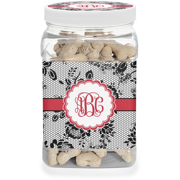 Custom Black Lace Dog Treat Jar (Personalized)