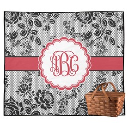 Black Lace Outdoor Picnic Blanket (Personalized)