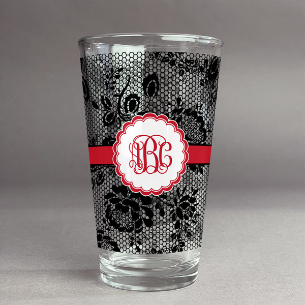 Custom Black Lace Pint Glass - Full Print (Personalized)
