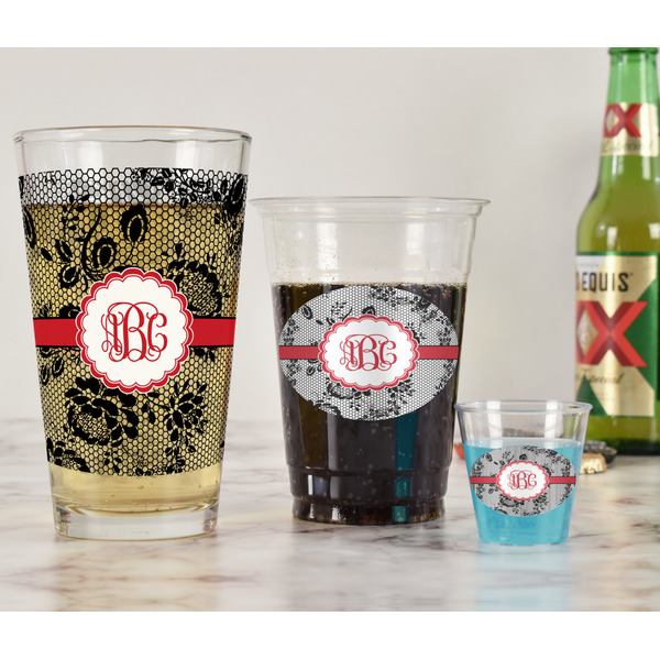 Black Lace Pint Glass - Full Fill w Transparency - In Context