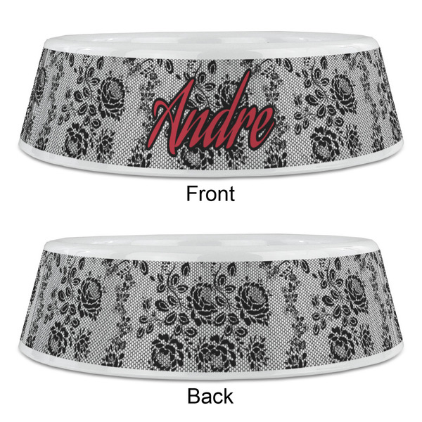 Black Lace Plastic Pet Bowls - Large - APPROVAL