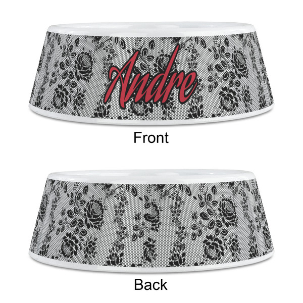 Black Lace Plastic Pet Bowls - Medium - APPROVAL