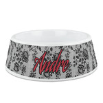 Black Lace Plastic Dog Bowl - Medium (Personalized)