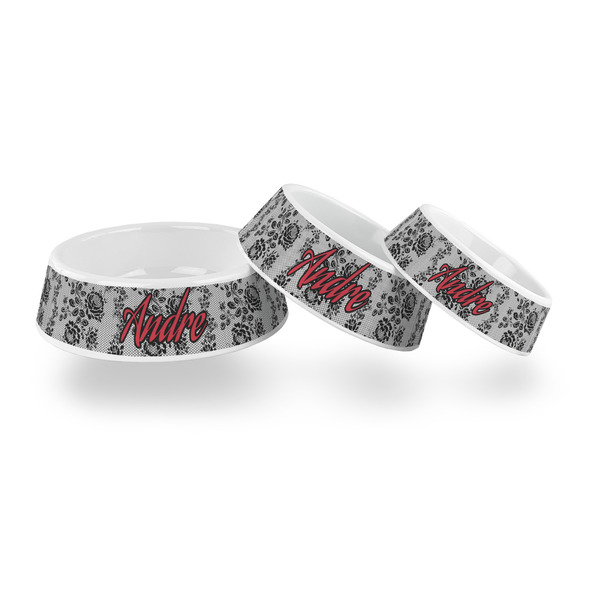 Black Lace Plastic Pet Bowls - PARENT MAIN