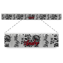 Black Lace Plastic Ruler - 12" (Personalized)