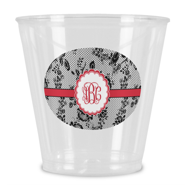 Custom Black Lace Plastic Shot Glass (Personalized)