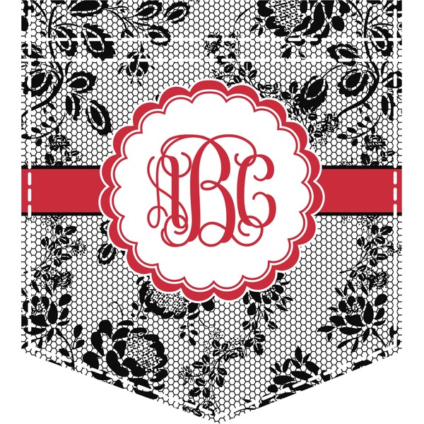 Custom Black Lace Iron On Faux Pocket (Personalized)
