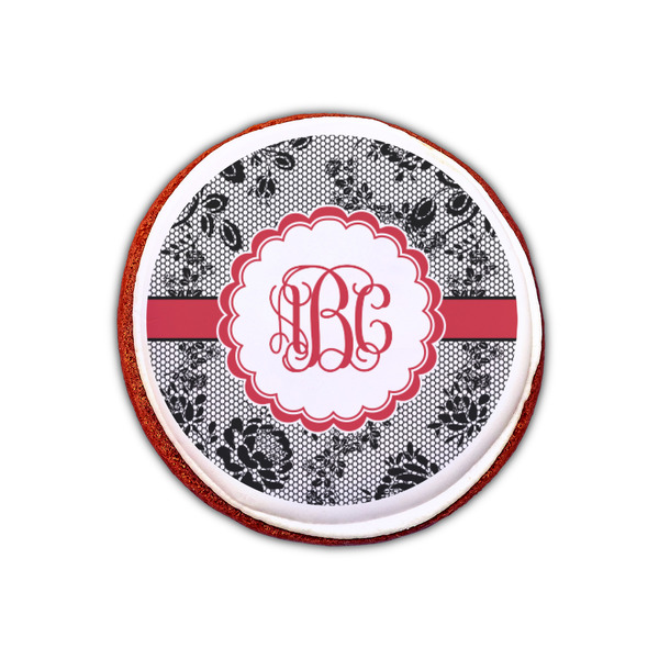Black Lace Printed Icing Circle - XSmall - On Cookie