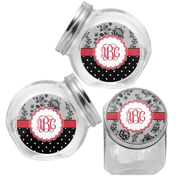 Black Lace Puppy Treat Jar - Top Left Right