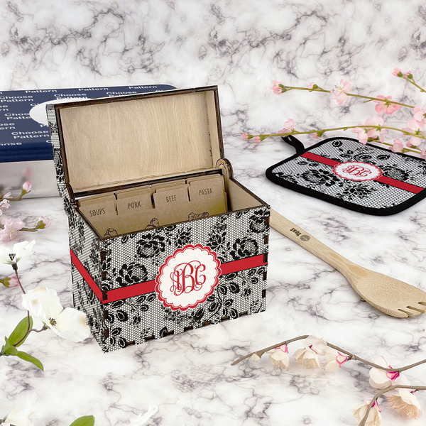 Black Lace Recipe Box - Full Color - In Context