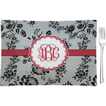 Black Lace Rectangular Glass Appetizer / Dessert Plate - Single or Set (Personalized)